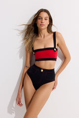 LAVINIA BANDEAU W/GOLD BUTTONS - OYE Swimwear