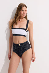 LAVINIA BANDEAU W/GOLD BUTTONS - OYE Swimwear